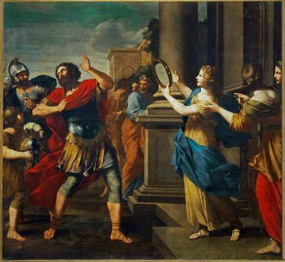 Jephta tunnistaa tyttärensä (maalaus kankaalle) tekijältä Giovanni Francesco (1610-62) Romanelli