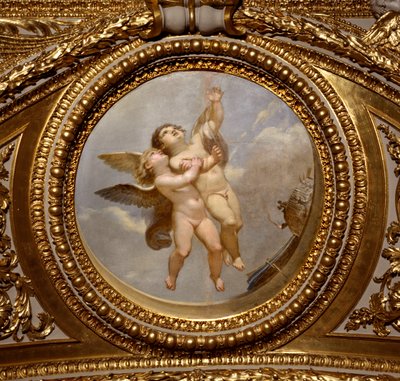 Rakkaus. Giovanni Romanellin (1601-1662) maalaus Itävallan kuningatar Annen (1601-1666) kesäasuntojen makuuhuoneen Antonine Hallin kattoa koristamassa. Noin 1655-1658. Pariisi, Louvre-museo. tekijältä Giovanni Francesco Romanelli