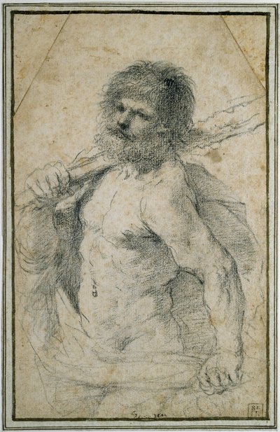 Hercules, 1555 - 1666 (musta liitu luonnonvalkoiselle paperille) tekijältä Giovanni Francesco Barbieri