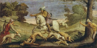 Jäniksen metsästys, 1615 tekijältä Giovanni Francesco Barbieri