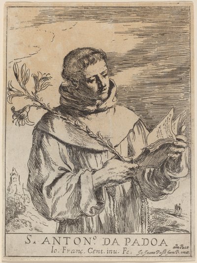 Pyhä Anthony Padovalainen tekijältä Giovanni Francesco Barbieri, called Guercino