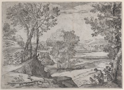 Perhe istuu joen rannalla, 1643. tekijältä Giovanni Francesco Grimaldi