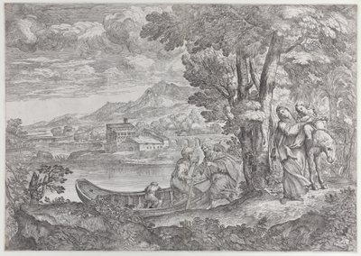 Maisema lento Egyptiin, 1626-80., 1626-80. tekijältä Giovanni Francesco Grimaldi