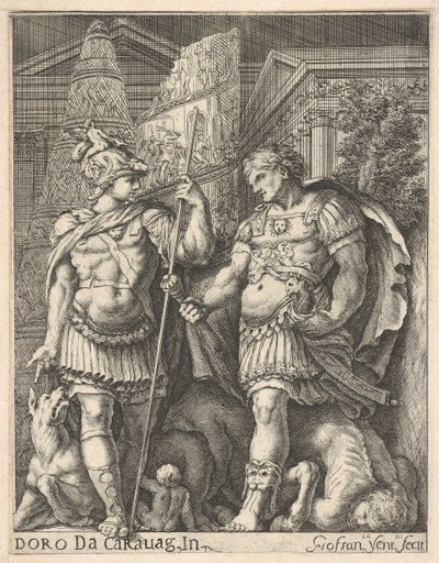 Kaksi roomalaista sotilasta, 1600-luku. tekijältä Giovanni Francesco Venturini