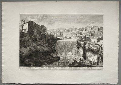 Näkymä Aniene-joen päävesiputoukselle Tivolissa. tekijältä Giovanni Francesco Venturini