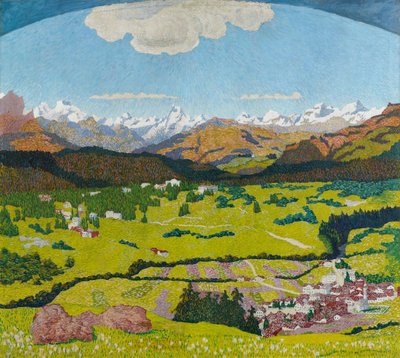 Panorama Flimsistä. Triptyykki, keskustaulu, 1904. tekijältä Giovanni Giacometti