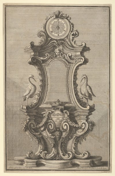 Suunnittelu kellolle, Disegni Diversi, 1714 tai 1750. tekijältä Giovanni Giardini