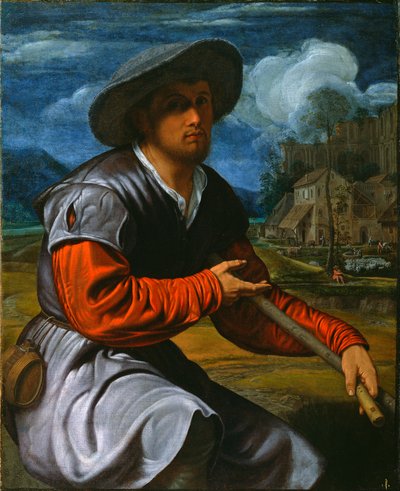Pastor amb flauta, c.1525 (oli sobre tela)finlandès tekijältä Giovanni Girolamo Savoldo