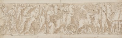 Pylvään restauroidun osan loppu (XLVII); sarmatialaiset ajetaan takaa suolle (XLVIII); roomalaiset hyökkäävät saksalaiseen (?) linnoitukseen (LIV:n alku) tekijältä Giovanni Guerra