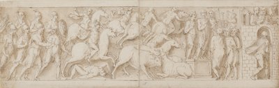 roomalaiset jousimiehet(?), roomalainen hyökkäys (XCIX); Marcus Aurelius puhui vartijoilleen (C); Marcus Aurelius saa varoituksen (CI) tekijältä Giovanni Guerra