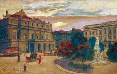 Milano / Milano: Piazza ja Teatro della Scala (värilitro). tekijältä Giovanni Guerzoni
