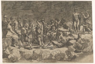Jumalien kokoonpano Loggia di Psichessä, Villa Farnesina..., 1527. tekijältä Giovanni Jacopo Caraglio