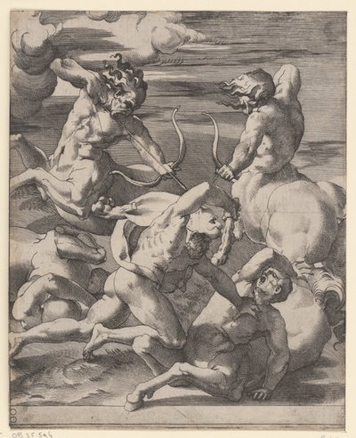 Hercules taistelee kentaureja vastaan Kohtauksia Herculesin kanssa (sarjan nimi) tekijältä Giovanni Jacopo Caraglio