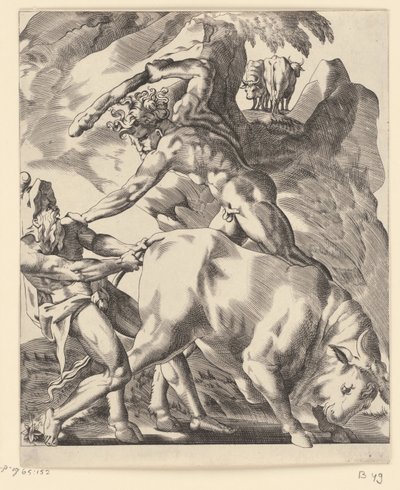 Hercules taistelee Cacuksen kanssa Kohtauksia Herculesin kanssa (sarjan nimi) tekijältä Giovanni Jacopo Caraglio