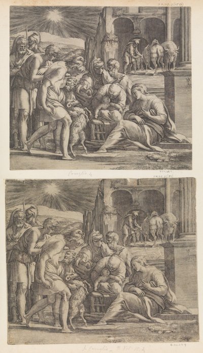 Paimenten palvonta. tekijältä Giovanni Jacopo Caraglio