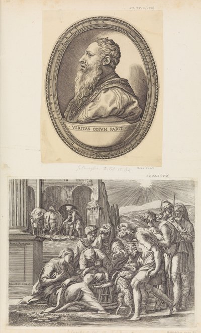 Paimenten palvonta. tekijältä Giovanni Jacopo Caraglio