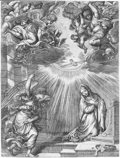 Ilmoitus, 1537. tekijältä Giovanni Jacopo Caraglio