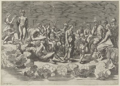 Kokoelma jumalia Olympuksella tekijältä Giovanni Jacopo Caraglio