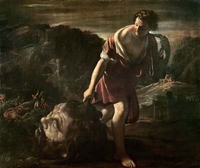 Daavid vetää Goljatin päätä tekijältä Giovanni Lanfranco