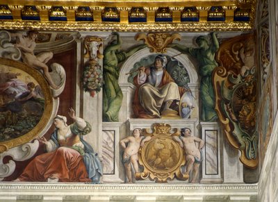 Yksityiskohta Palace Hallin freskosta, Quirinalin palatsi, Rooma tekijältä Giovanni Lanfranco