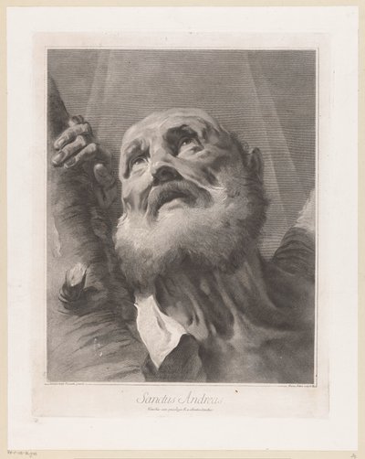 Apostoli Andreas Sanctus Andreas (otsikko esineessä) Apostelen (sarjan nimi) tekijältä Giovanni Marco Pitteri