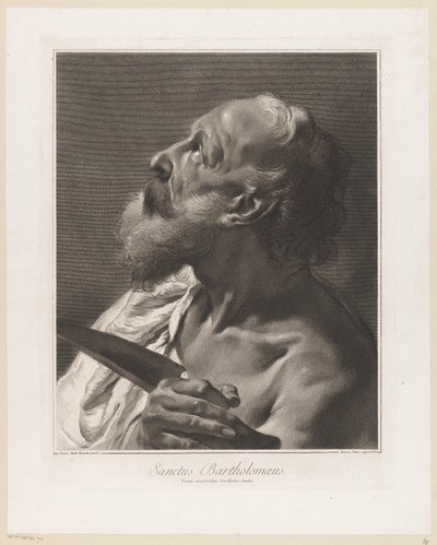 Apostoli Bartolomeus Saint Bartholomew (otsikko esineessä) Apostolit (sarjan nimi) tekijältä Giovanni Marco Pitteri