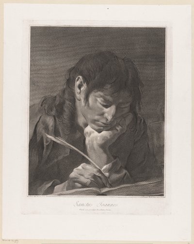 Apostoli Johannes Sanctus Joannes (otsikko esineessä) Apostolit (sarjan nimi) tekijältä Giovanni Marco Pitteri