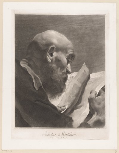 Apostoli Matteus Sanctus Matthaeus (otsikko esineessä) Apostolit (sarjan nimi) tekijältä Giovanni Marco Pitteri