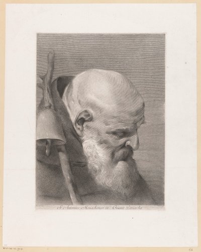 Heilige Antonius de Grote Pyhä Antonius, Grienten munkkien patriarkka (otsikko esineessä) tekijältä Giovanni Marco Pitteri