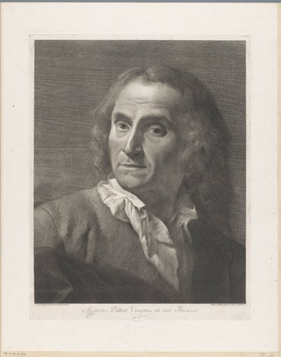 Portret van taidegraafikko Giovanni Marco Pitteri Marcus Pitteri Blue Engraver in Air (otsikko esineessä) tekijältä Giovanni Marco Pitteri