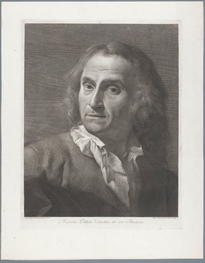 Portret van taidegraafikko Giovanni Marco Pitteri Marcus Pitteri Blue Engraver in Air (otsikko esineessä) tekijältä Giovanni Marco Pitteri