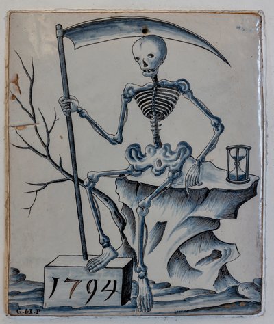 Plakki, jossa on allegoria kuolemasta tekijältä Giovanni Meazzi
