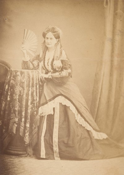 [La Comtesse at Table Holding Fan], 1860-luku. tekijältä Giovanni Morotti