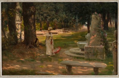 Kävely Villa Borghesessa (öljy paneelille) tekijältä Giovanni Muzzioli