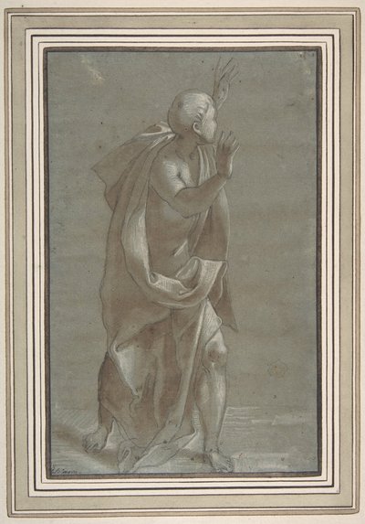 Seisova mieshahmo, jossa on kädet koholla, 1565-71. tekijältä Giovanni Paolo Lomazzo