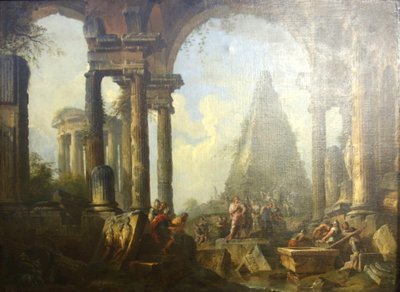 Aleksanteri Suuri Akhilleuksen haudan edessä. tekijältä Giovanni Paolo Panini