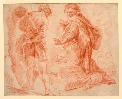 Piirtäminen, seisovat ja polvistuvat hahmot, 1735-1740 tekijältä Giovanni Paolo Panini