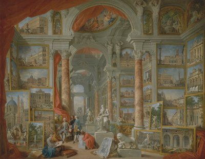 Kuvagalleria, jossa on näkymiä modernista Roomasta tekijältä Giovanni Paolo Panini