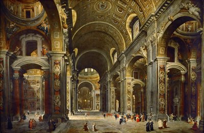 Kardinaali Melchior de Polignac vierailee Pyhän Pietarin basilikassa Roomassa tekijältä Giovanni Paolo Pannini