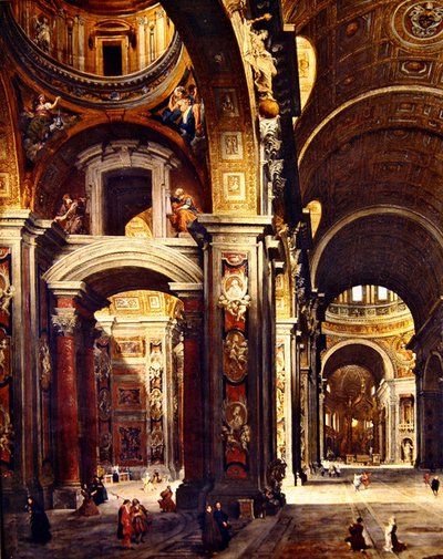 Kardinaali Melchior de Polignac vierailee Pyhän Pietarin luona Roomassa, 1730 tekijältä Giovanni Paolo Pannini