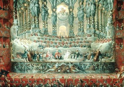 Cardinal de La Rochefoucauldin (1700-1799) konsertti Argentiina-teatterissa Roomassa Ludvig Dauphinin (1729-65) Ludvig XV:n pojan hääjuhlissa S-sarjan Marie-Josephelle (1731-67) tekijältä Giovanni Paolo Pannini