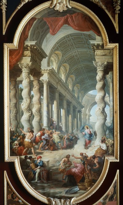 Jeesus kivitettiin temppelissä, Giovanni Paolo Paninin (1691-1765), maalaus, La Granjan palatsi, Segovia, Espanja. tekijältä Giovanni Paolo Pannini