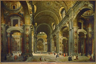 Kardinaali Melchior de Polignac vierailee Pietarinkirkossa Roomassa ... tekijältä Giovanni Paolo Pannini or Panini