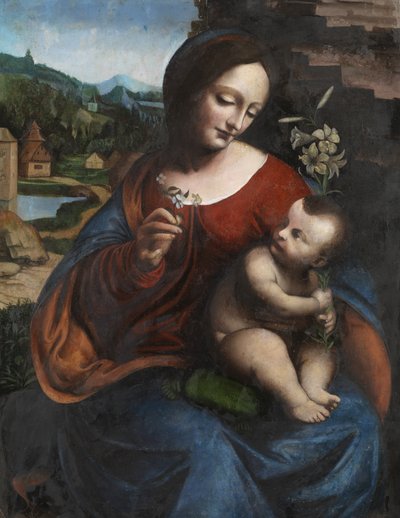 Neitsyt ja lapsi liljan kanssa, n. 1510-20 (öljy paneelille) tekijältä Giovanni Pietro Rizzoli (attr. to) Giampietrino