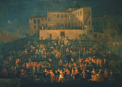 Mozzatoren juhla Palazzo Rospigliosin puutarhassa vuonna 1740, noin 1740 tekijältä Giovanni Reder