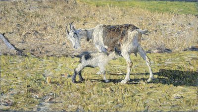 Vuohi lapsensa kanssa tekijältä Giovanni Segantini