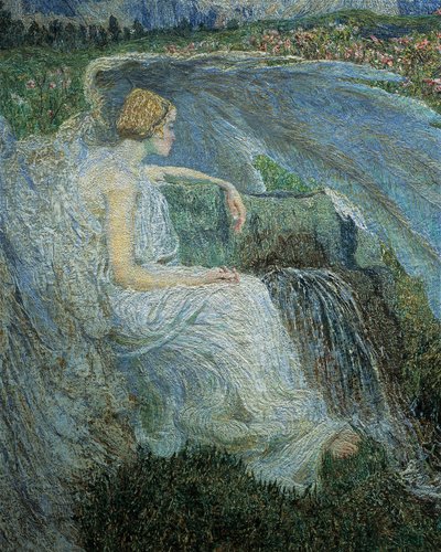 Rakkaus elämän lähteellä tai Rakastajat elämän lähteillä, Giovanni Segantini, yksityiskohta tekijältä Giovanni Segantini