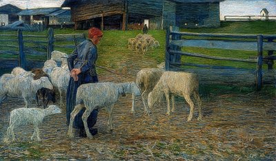 Palaa talliin. 1888 tekijältä Giovanni Segantini