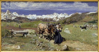 Alppien vuoret keväällä (1879, Öljy kankaalle) tekijältä Giovanni Segantini