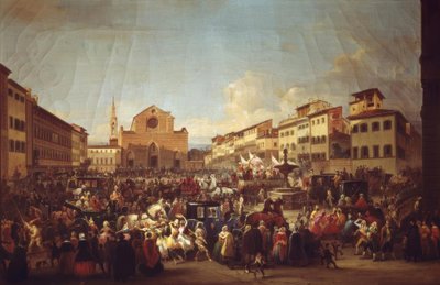 Carnevale a Firenze Piazza Santa Crocella tekijältä Giovanni Signorini